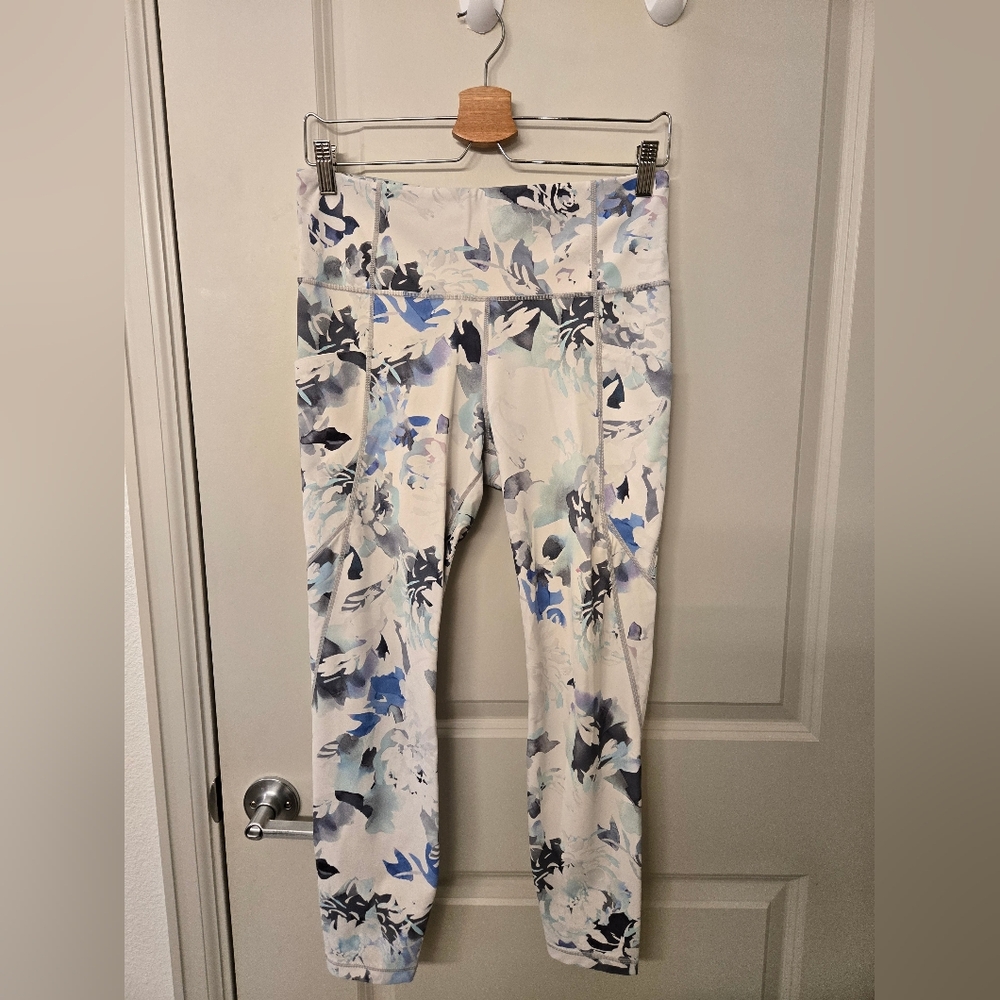 Athleta Leggings with Pockets - White with Floral Print